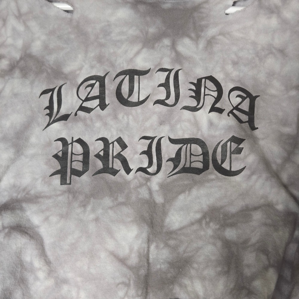 Latina Pride Tie Dye Distressed Graphic Small Tee Gray Streetwear Skate Goth